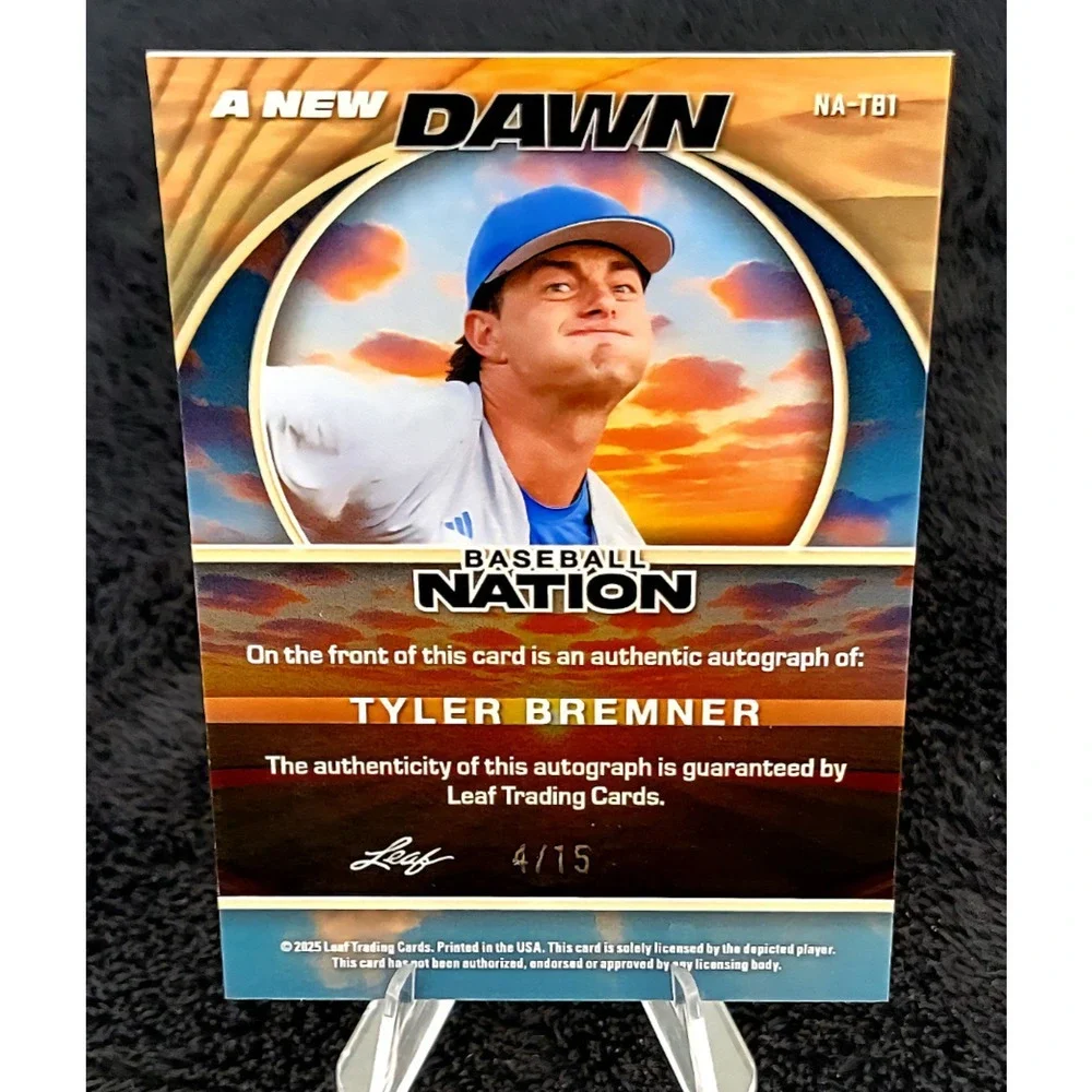 2025 Tyler Bremner 4/15 A New Dawn Auto #2 Ranked Prospect Los Angeles Angels